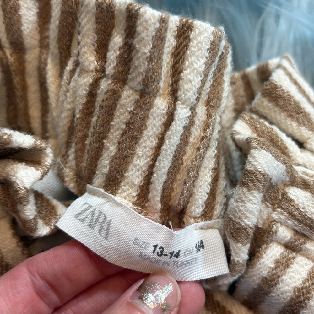 Zara Kids Tan Stripe Tie Waist Paper Bag Shorts sz 13/14 - Picture 5 of 7